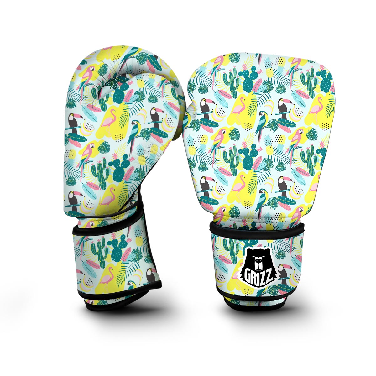 Pastal Parrot Bird Floral Pattern Print Boxing Gloves-grizzshop