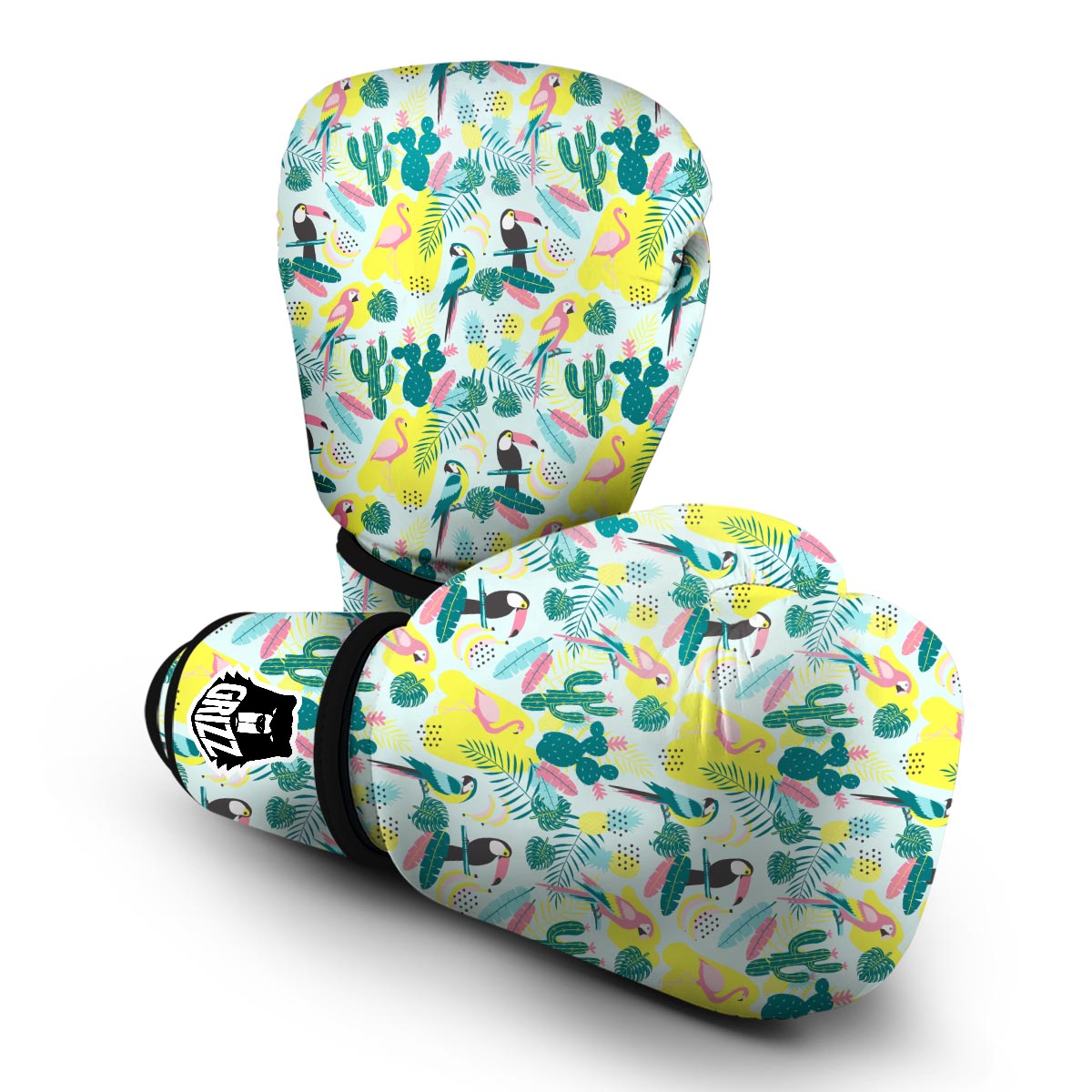 Pastal Parrot Bird Floral Pattern Print Boxing Gloves-grizzshop