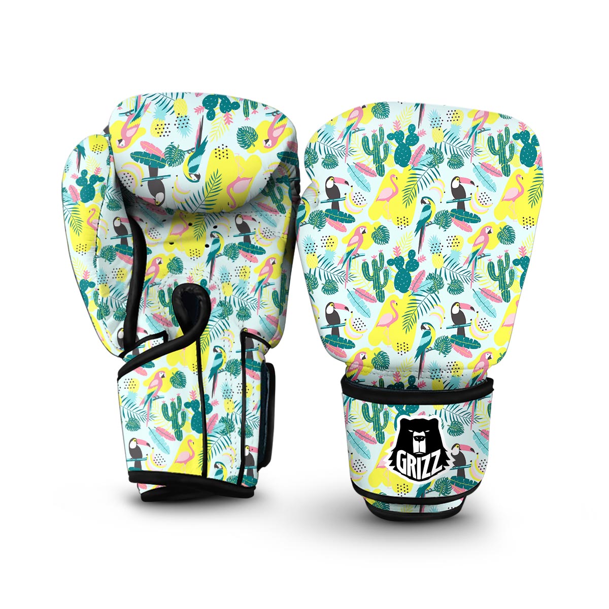 Pastal Parrot Bird Floral Pattern Print Boxing Gloves-grizzshop