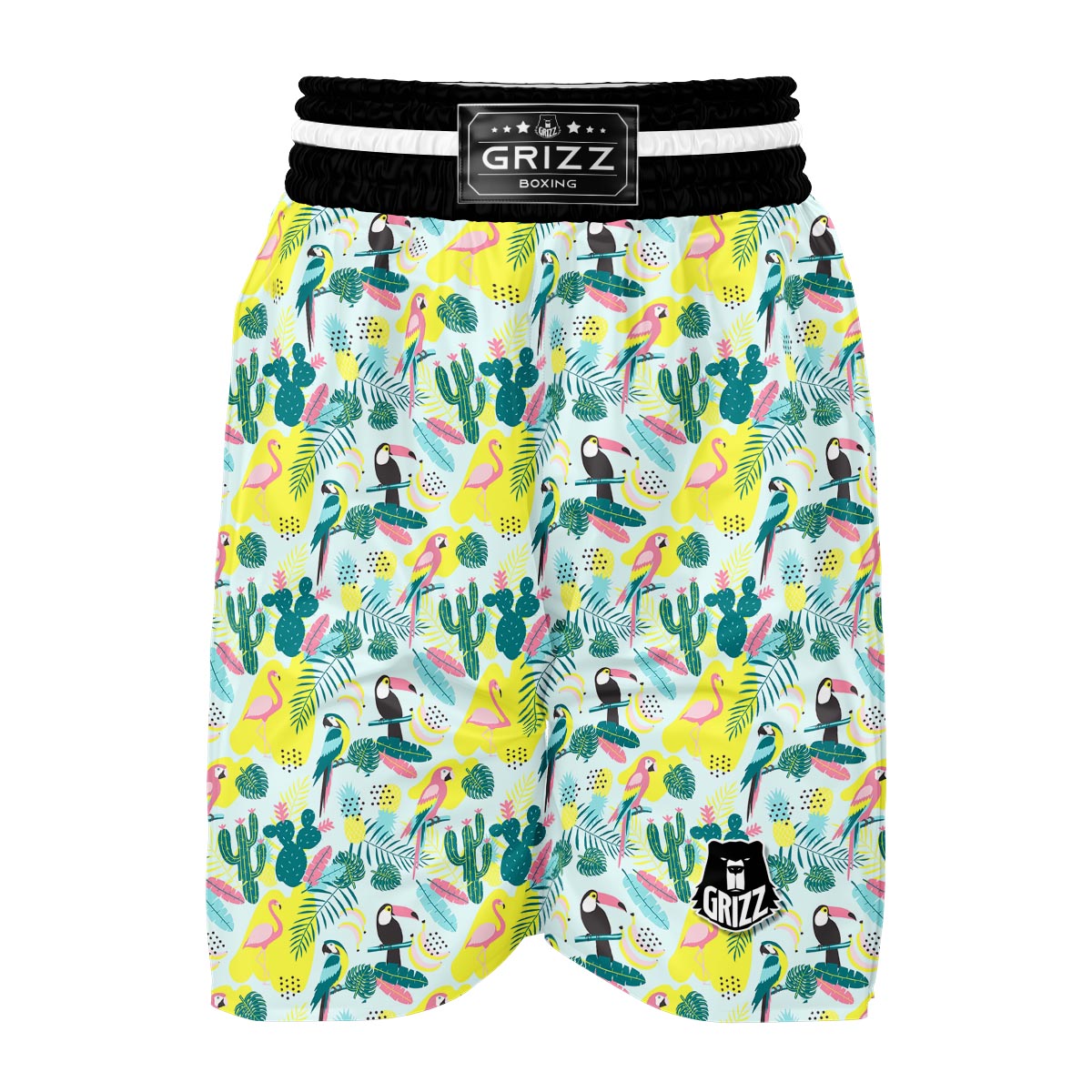 Pastal Parrot Bird Floral Pattern Print Boxing Shorts-grizzshop