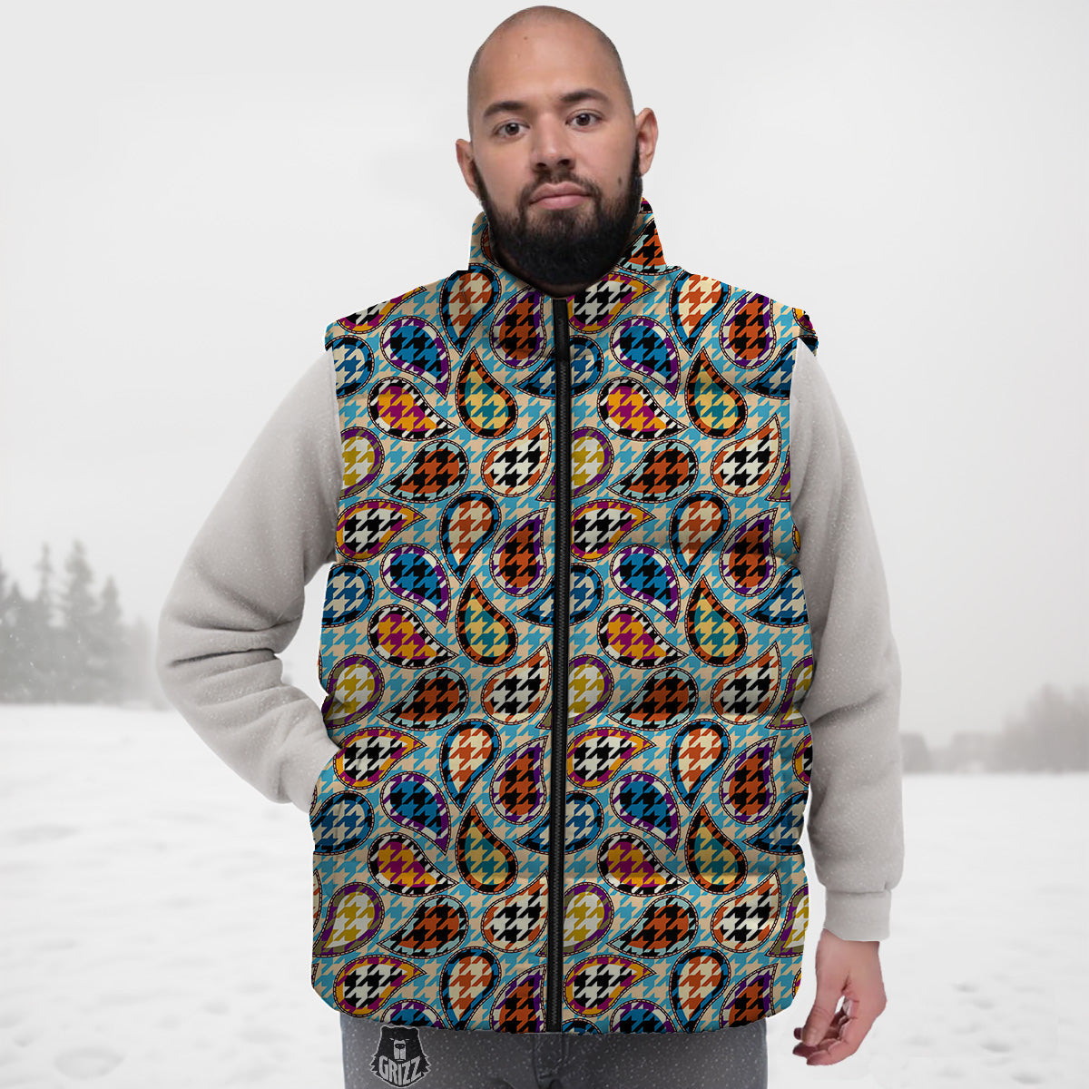 Pastal Parrot Bird Floral Pattern Print Down Vest