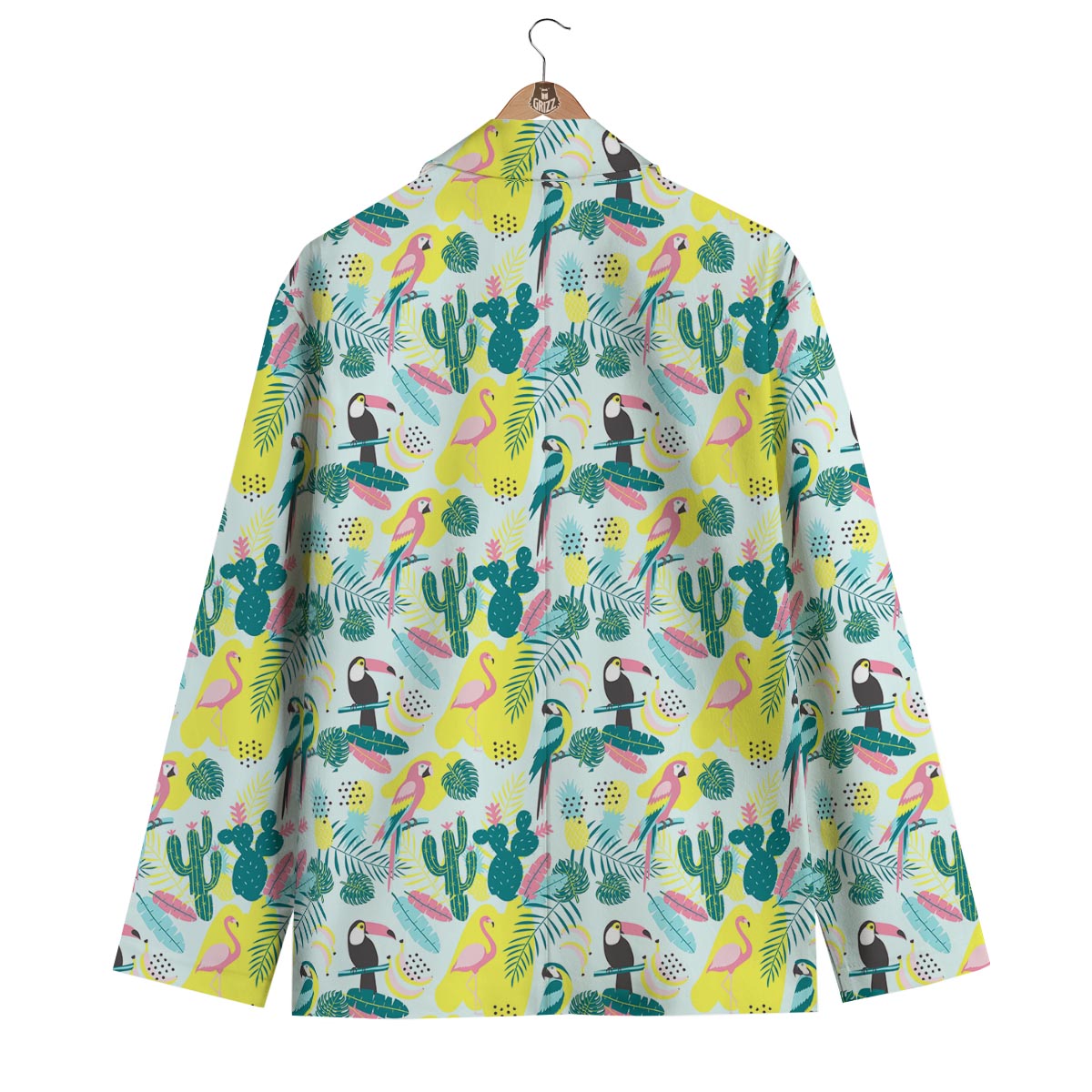 Pastal Parrot Bird Floral Pattern Print Men's Blazer-grizzshop