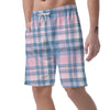 Pastel Blue And Pink Plaid Tartan Men's Shorts-grizzshop