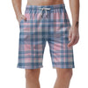 Pastel Blue And Pink Plaid Tartan Men's Shorts-grizzshop