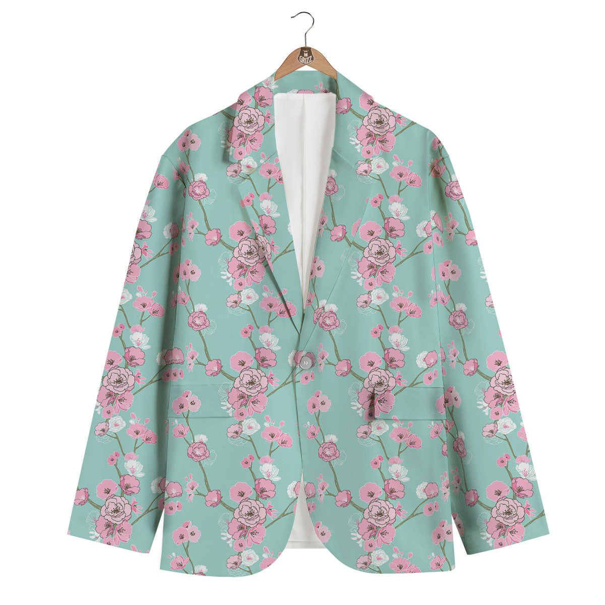 Pastel Doodle Cherry Blossom Men's Blazer-grizzshop