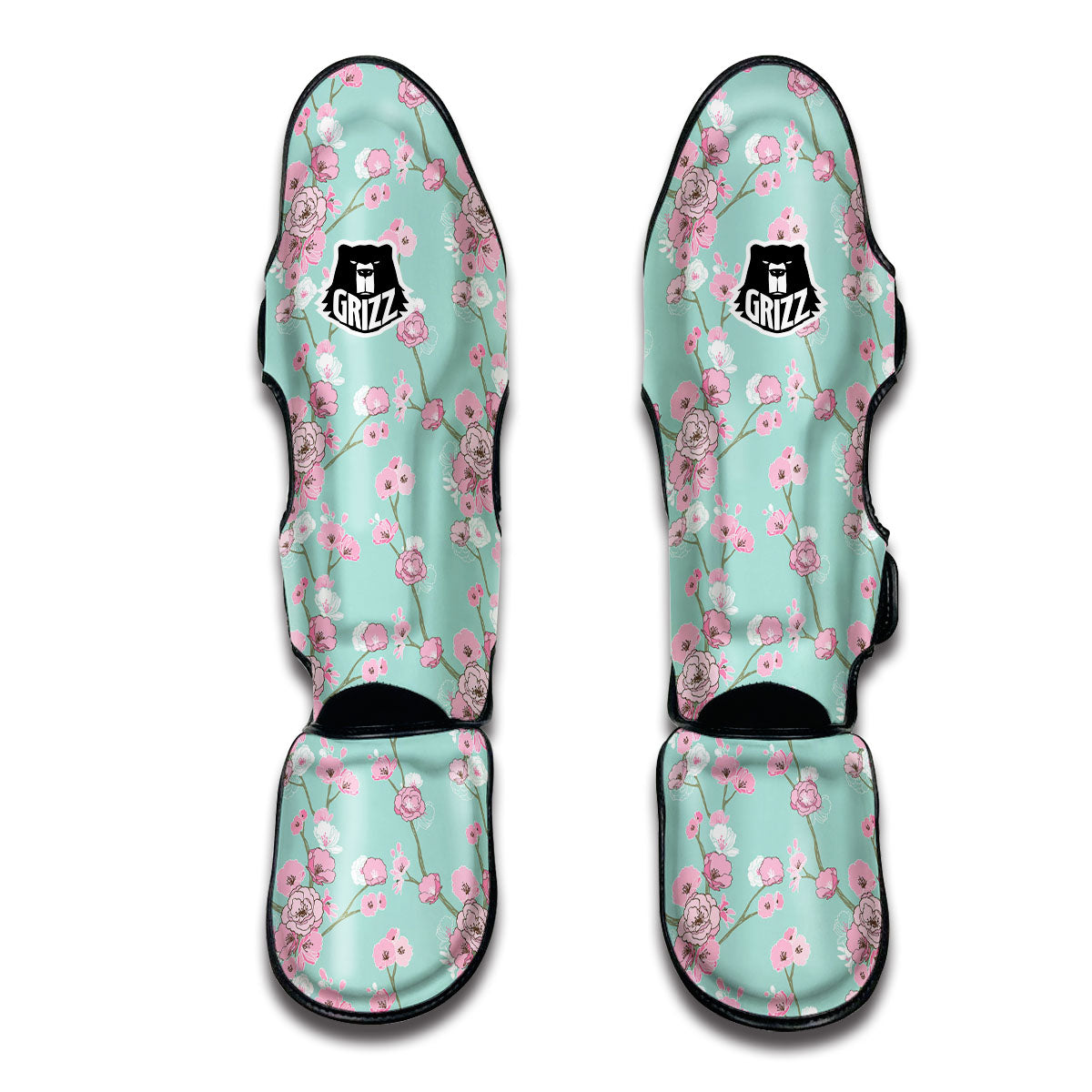 Pastel Doodle Cherry Blossom Muay Thai Shin Guards-grizzshop