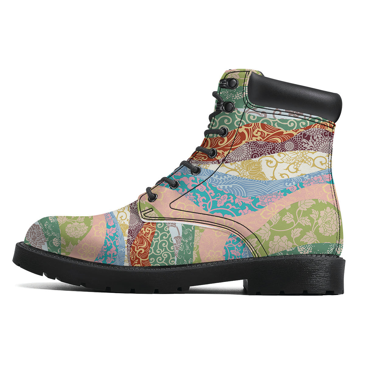 Pastel Japanese Fabric Traditional Print Pattern Boots-grizzshop