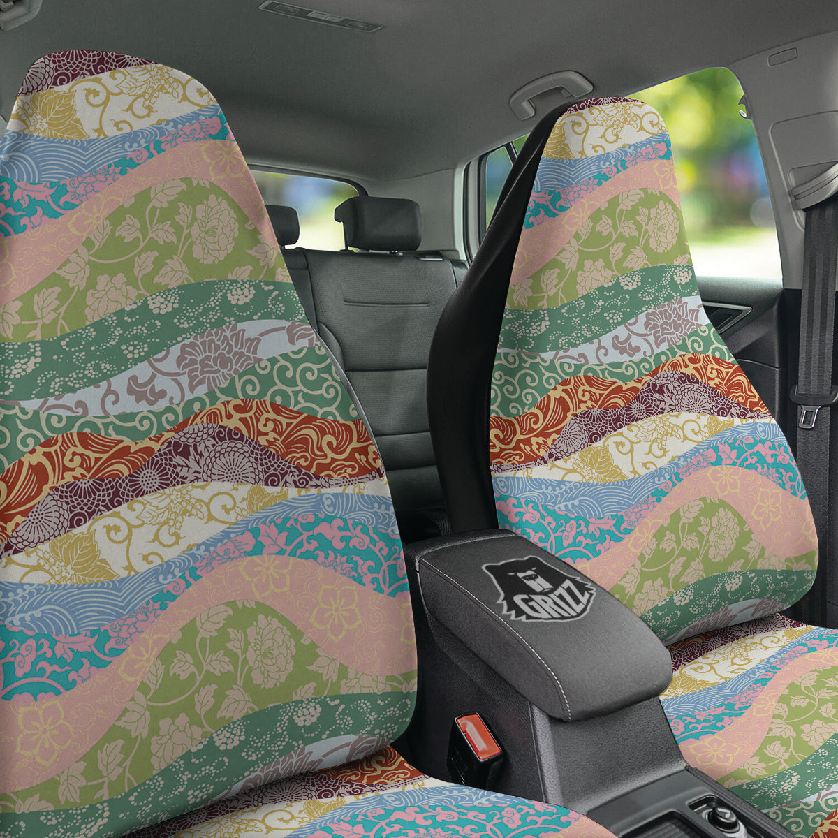 Pastel Japanese Fabric Traditional Print Pattern Car Seat Covers-grizzshop