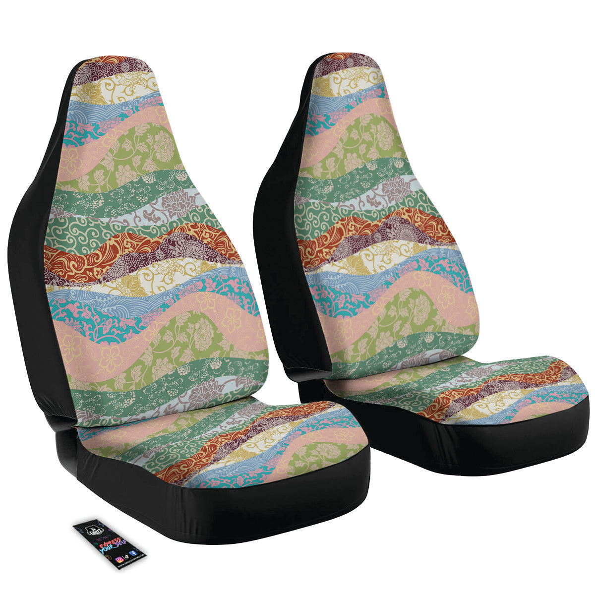 Pastel Japanese Fabric Traditional Print Pattern Car Seat Covers-grizzshop