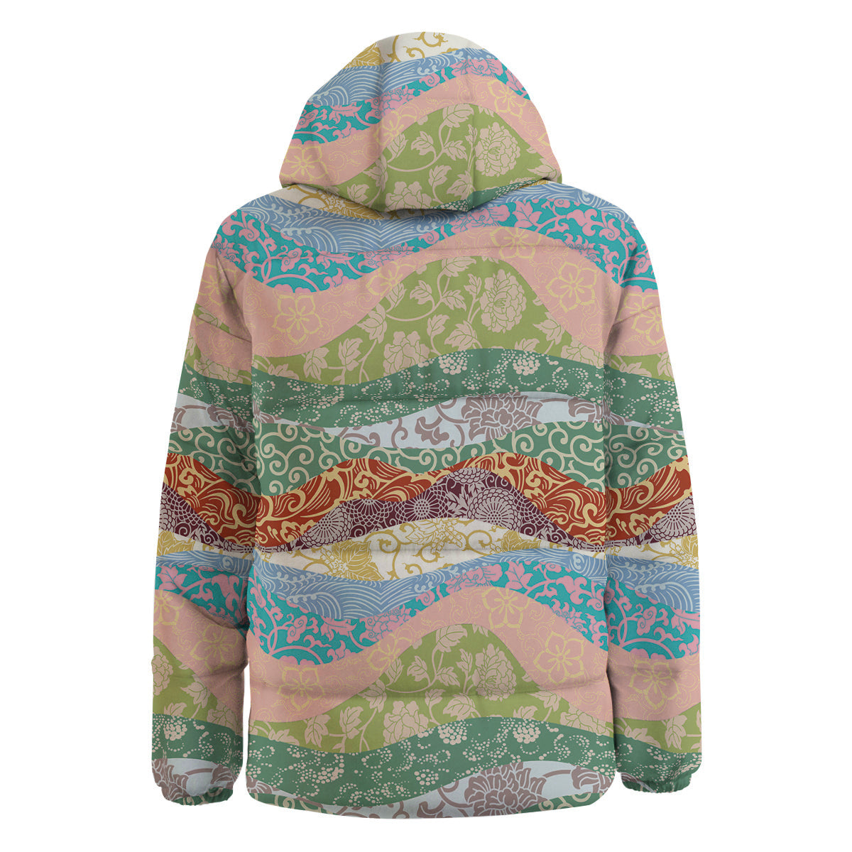 Pastel Japanese Fabric Traditional Print Pattern Down Jacket-grizzshop