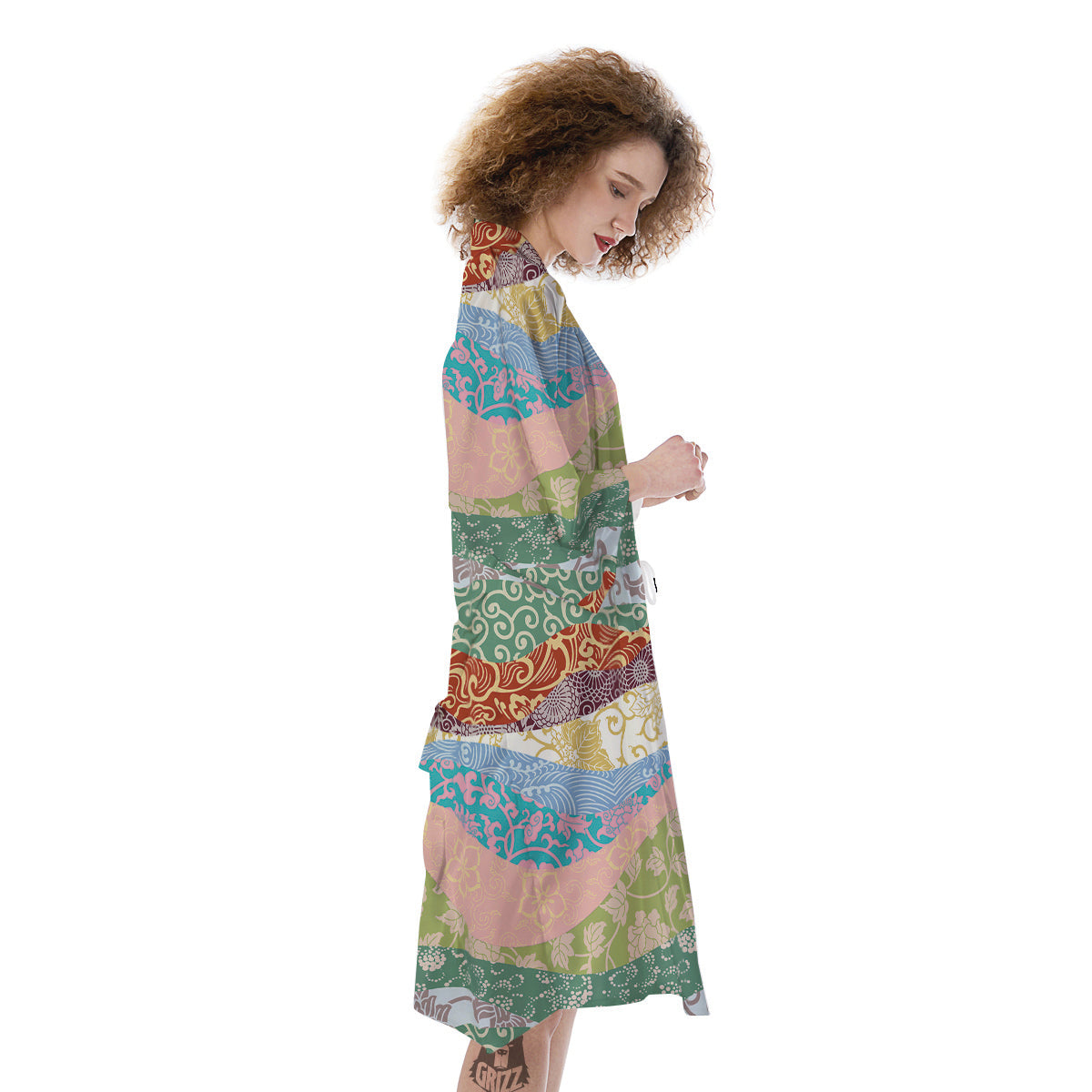 Pastel Japanese Fabric Traditional Print Pattern Kimono-grizzshop