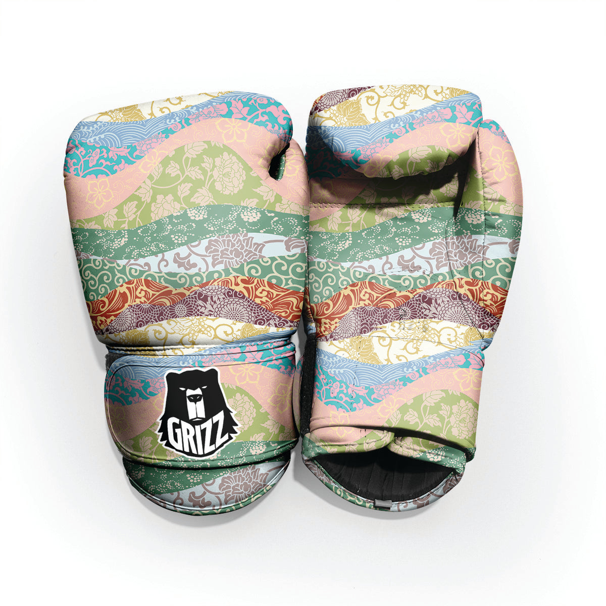 Pastel Japanese Fabric Traditional Print Pattern Pro Boxing Glove