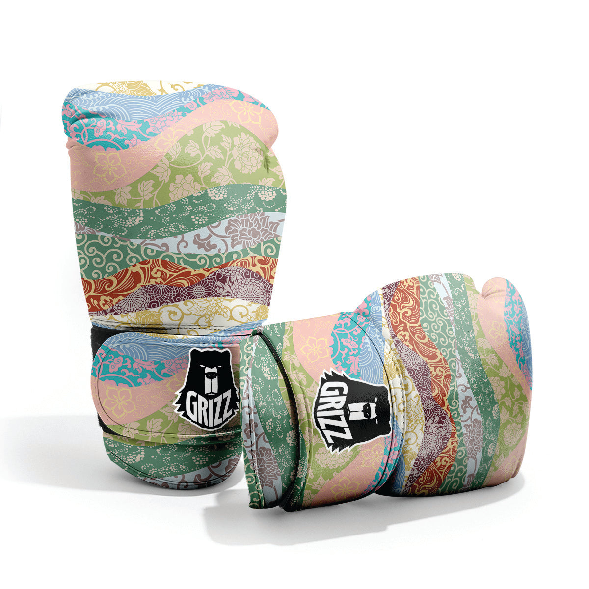 Pastel Japanese Fabric Traditional Print Pattern Pro Boxing Glove