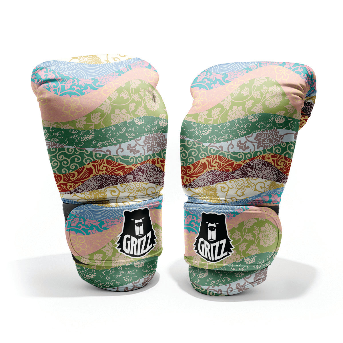 Pastel Japanese Fabric Traditional Print Pattern Pro Boxing Glove
