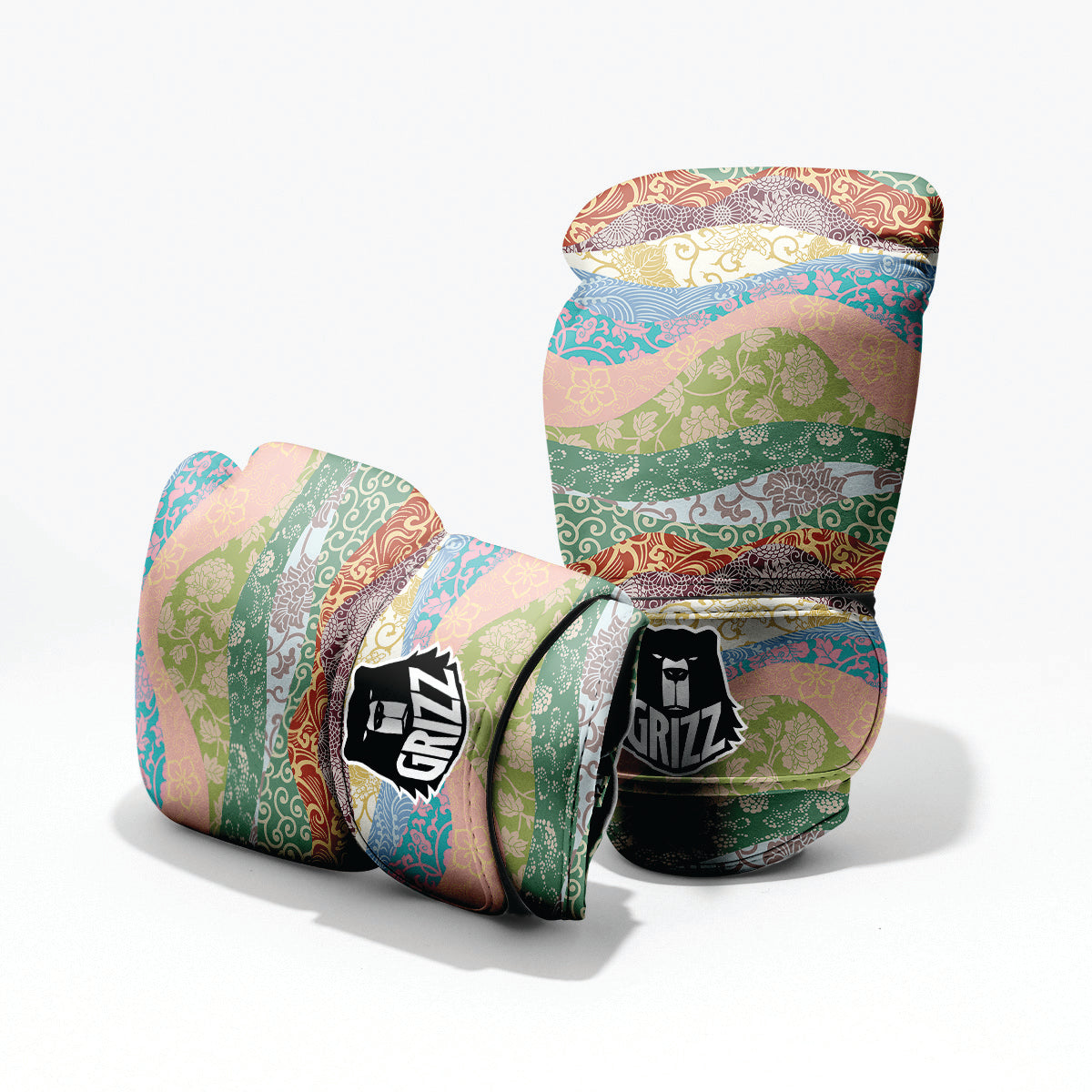 Pastel Japanese Fabric Traditional Print Pattern Pro Boxing Glove