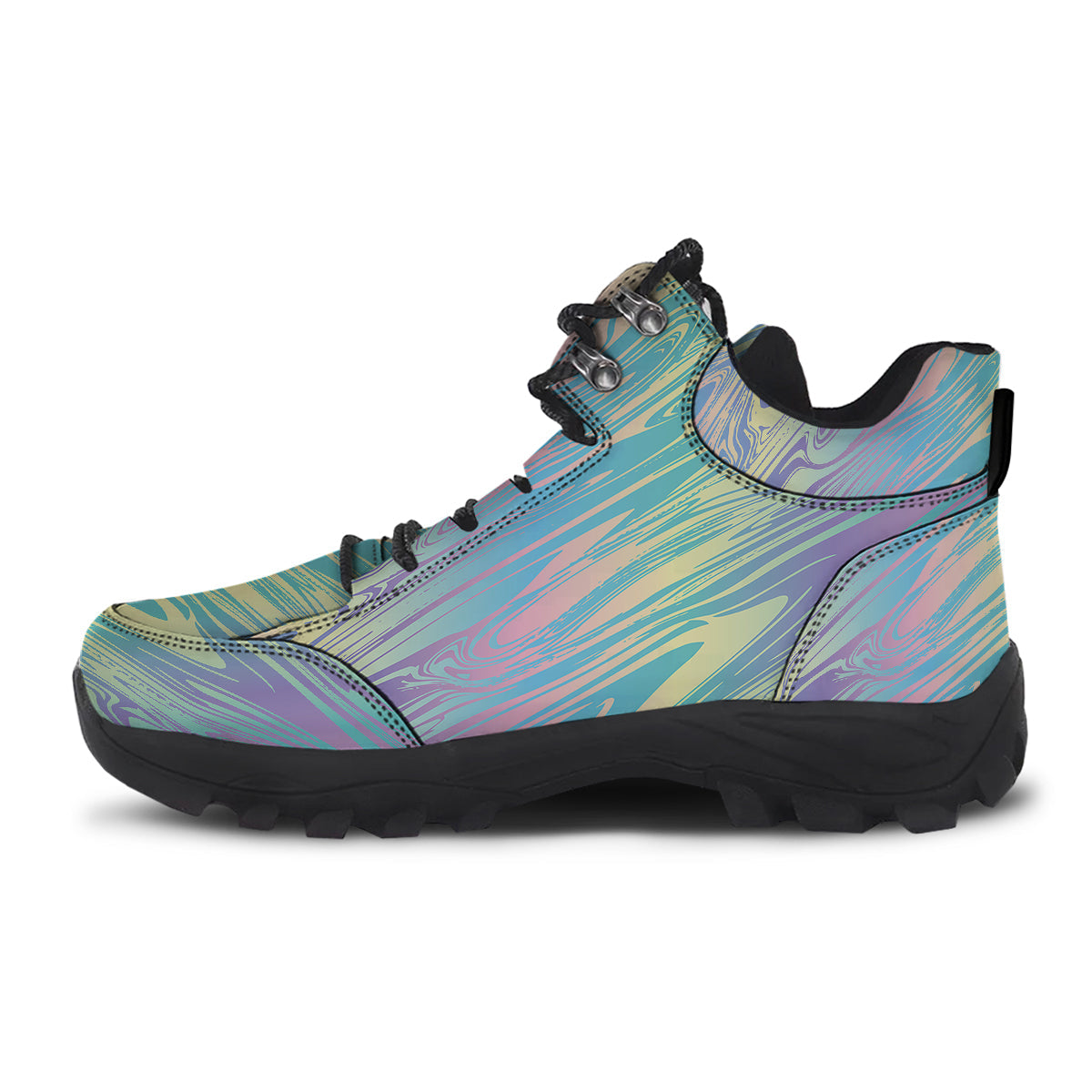 Pastel Liquid Marble Holographic Print Hiking Shoes-grizzshop
