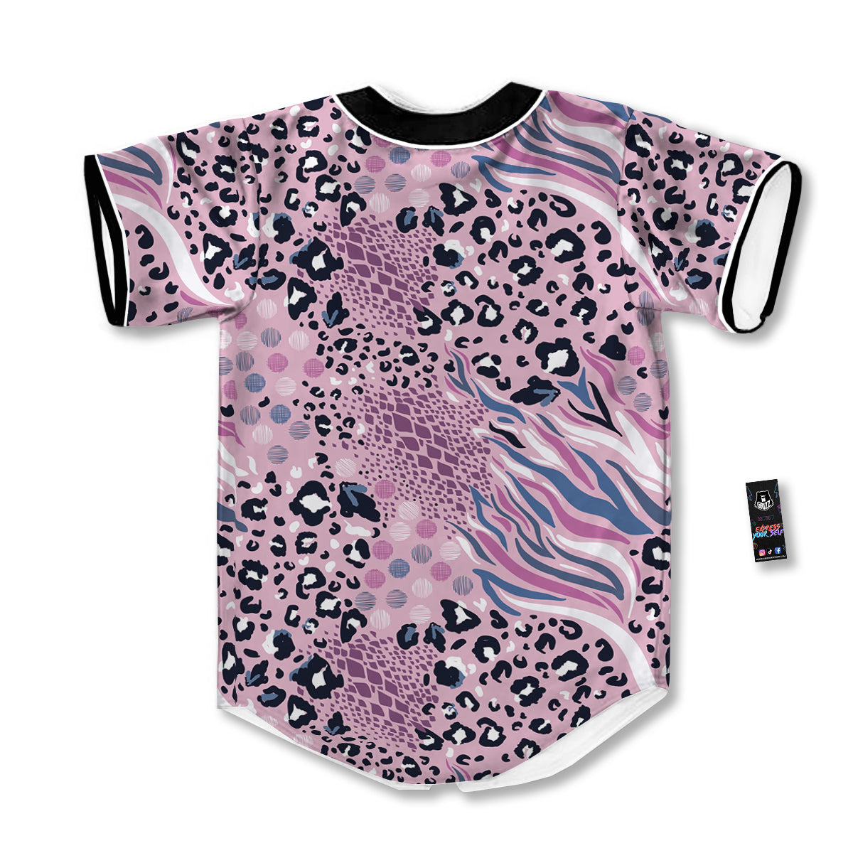 Pastel Mix Animal Skin Print Baseball Jersey-grizzshop
