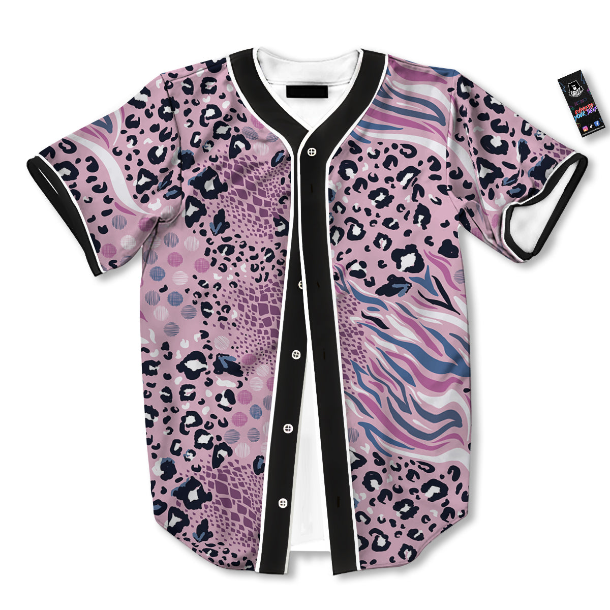 Pastel Mix Animal Skin Print Baseball Jersey-grizzshop