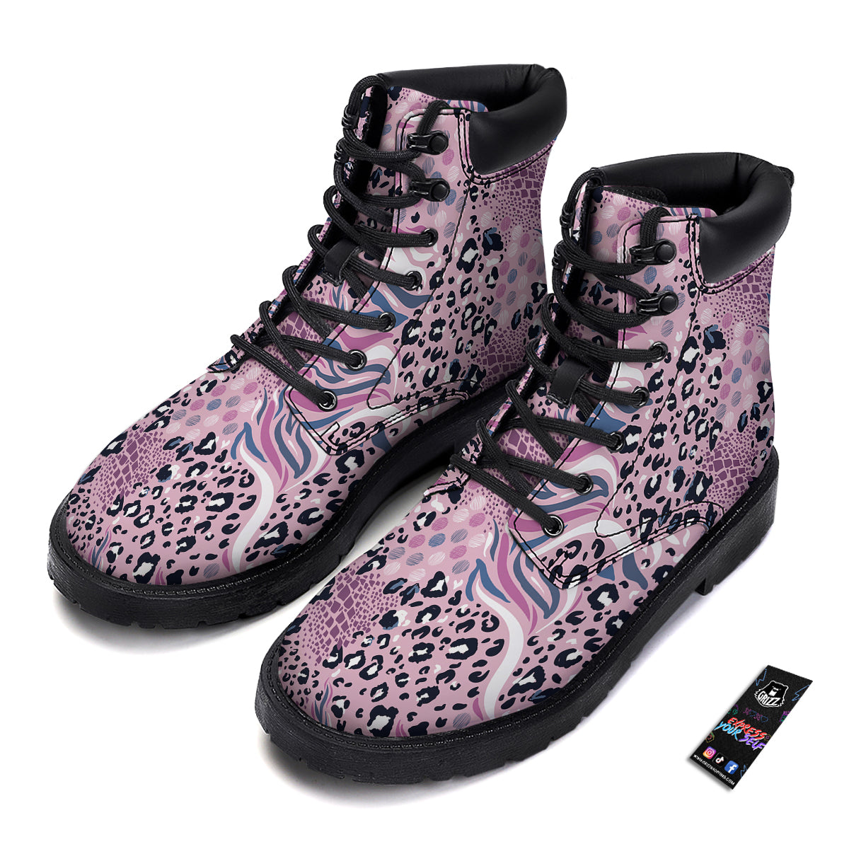 Pastel Mix Animal Skin Print Boots-grizzshop