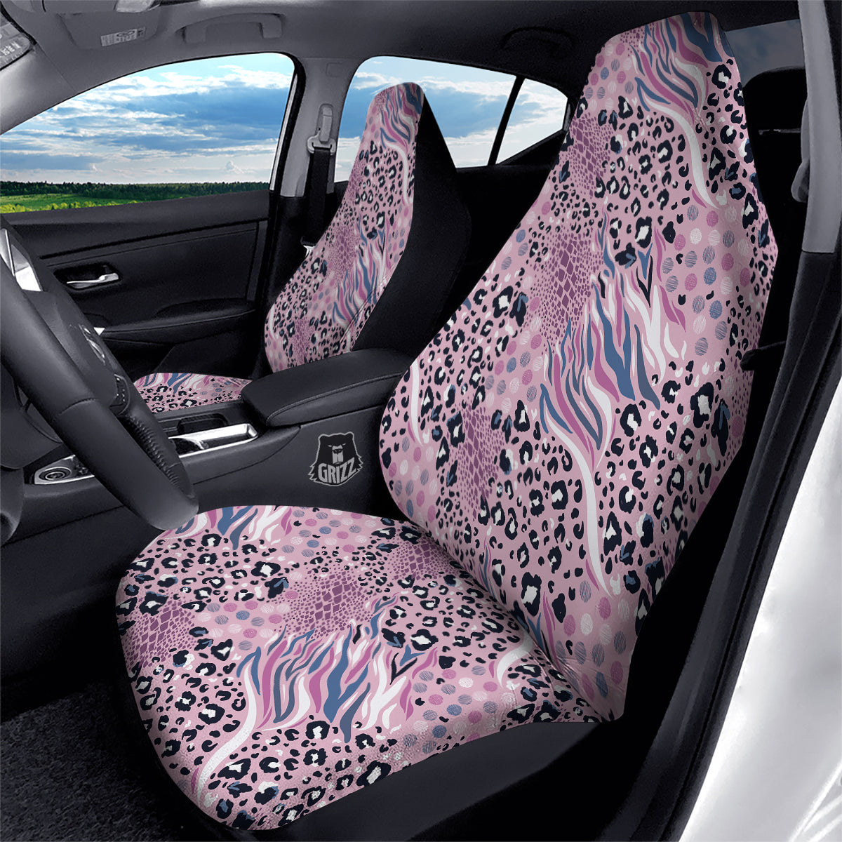 Pastel Mix Animal Skin Print Car Seat Covers-grizzshop