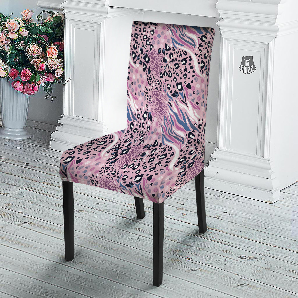 Pastel Mix Animal Skin Print Dining Chair Slipcover-grizzshop