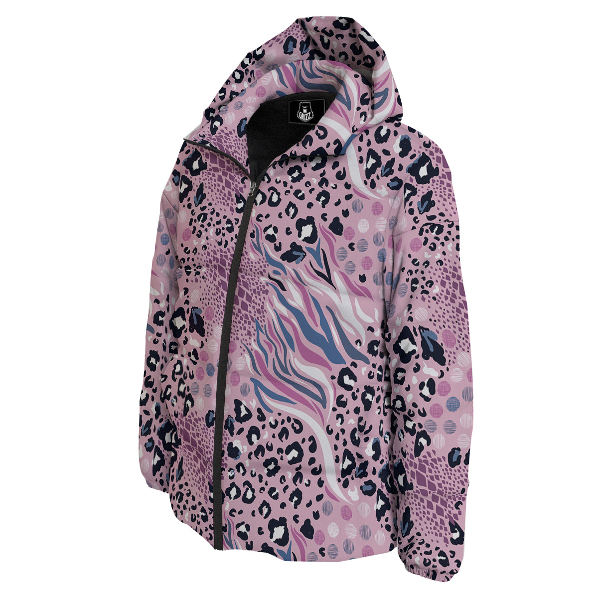 Pastel Mix Animal Skin Print Down Jacket-grizzshop