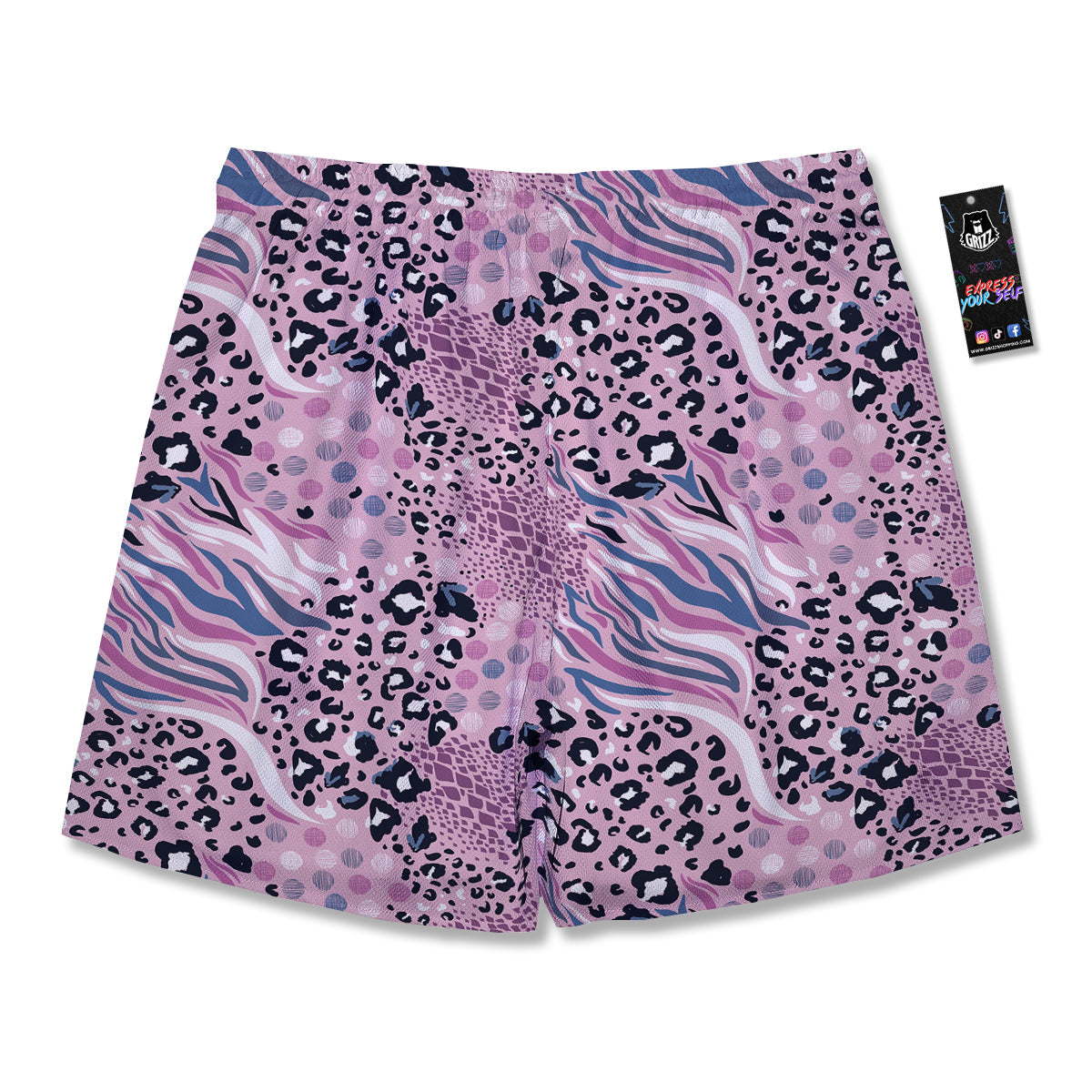 Pastel Mix Animal Skin Print Men's Running Shorts-grizzshop