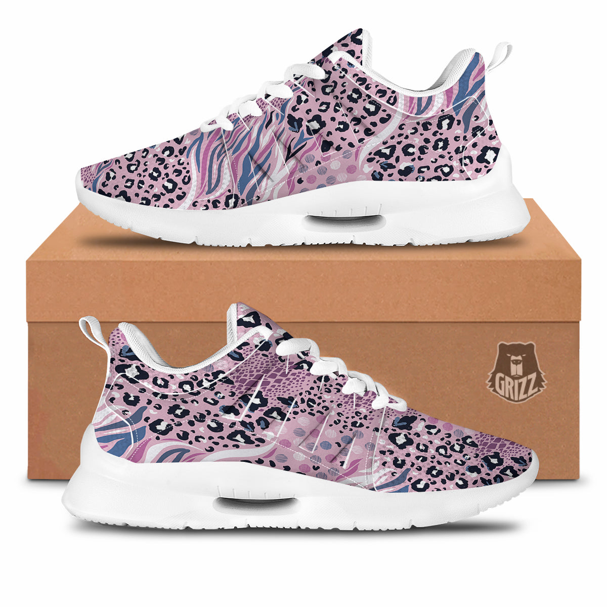Pastel Mix Animal Skin Print Tennis Shoes-grizzshop
