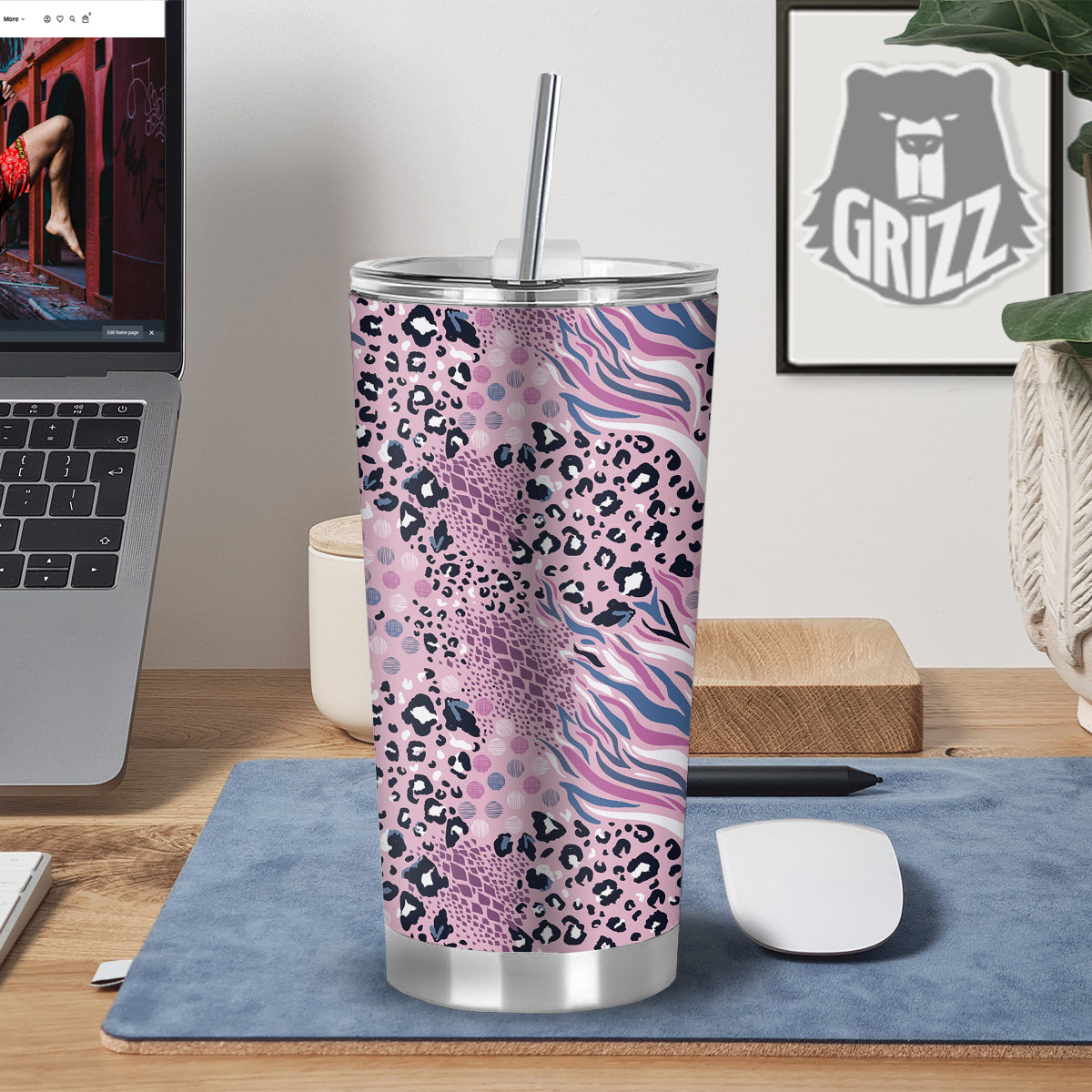 Pastel Mix Animal Skin Print Tumbler-grizzshop