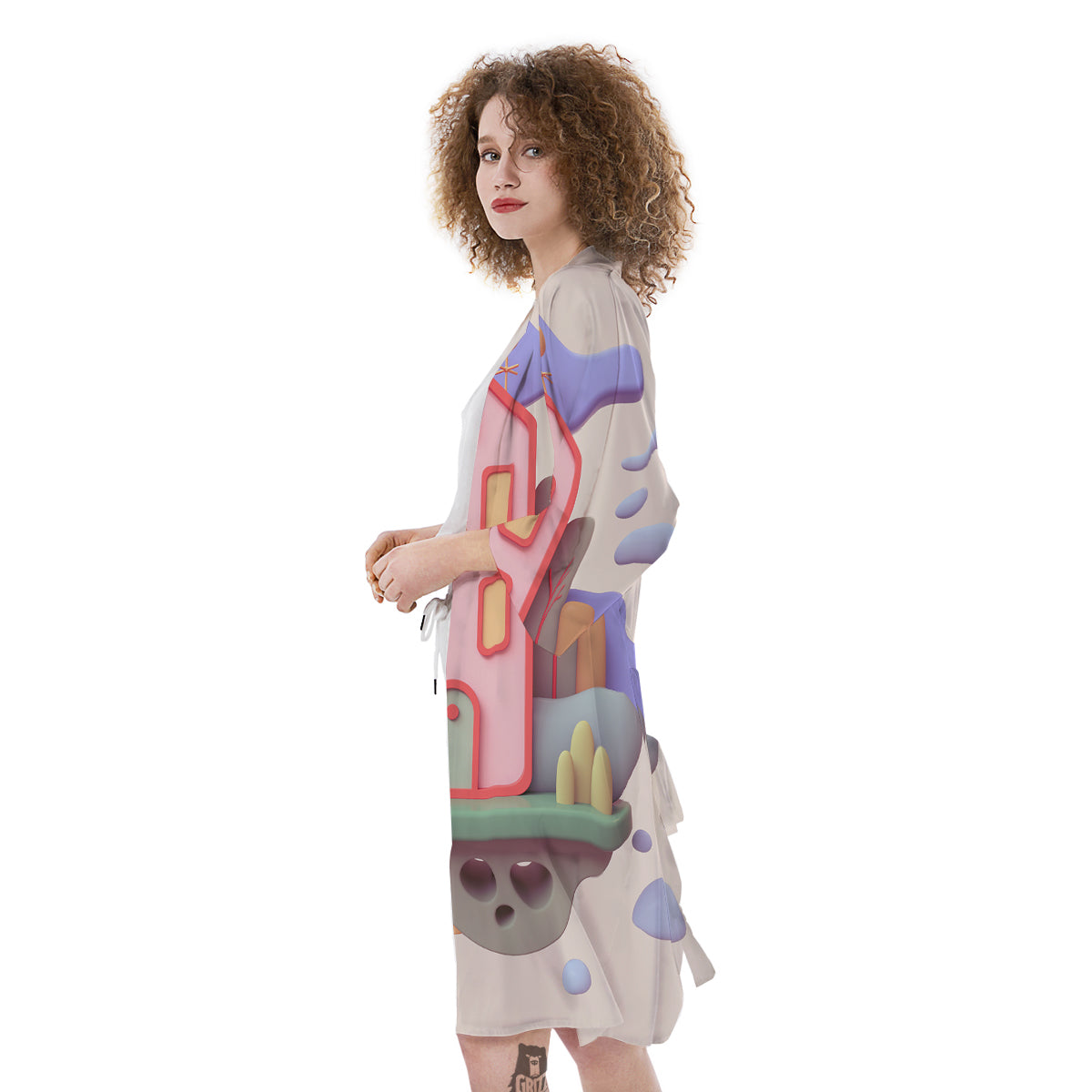 Pastel Modern House Print Kimono-grizzshop