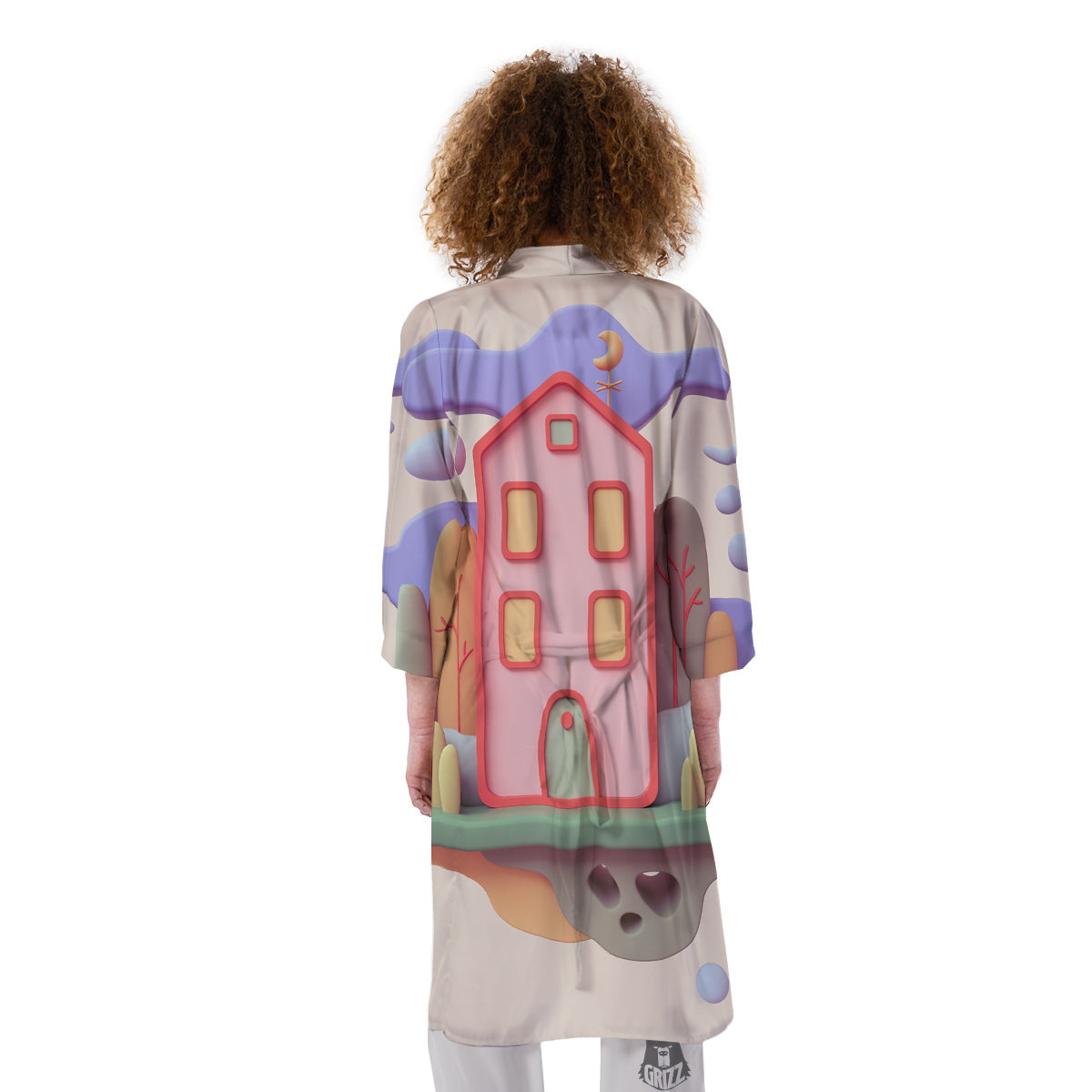 Pastel Modern House Print Kimono-grizzshop