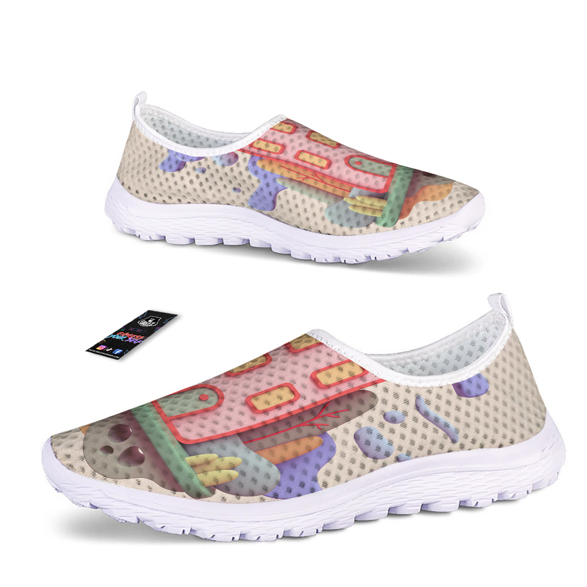 Pastel Modern House Print Nurse Shoes-grizzshop