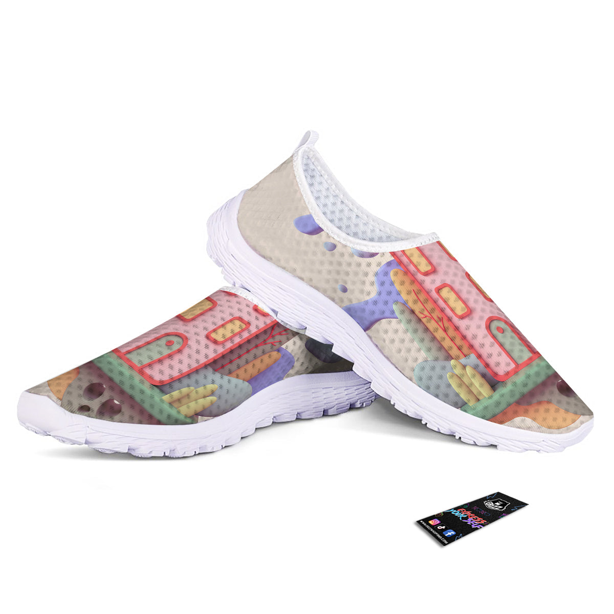 Pastel Modern House Print Nurse Shoes-grizzshop