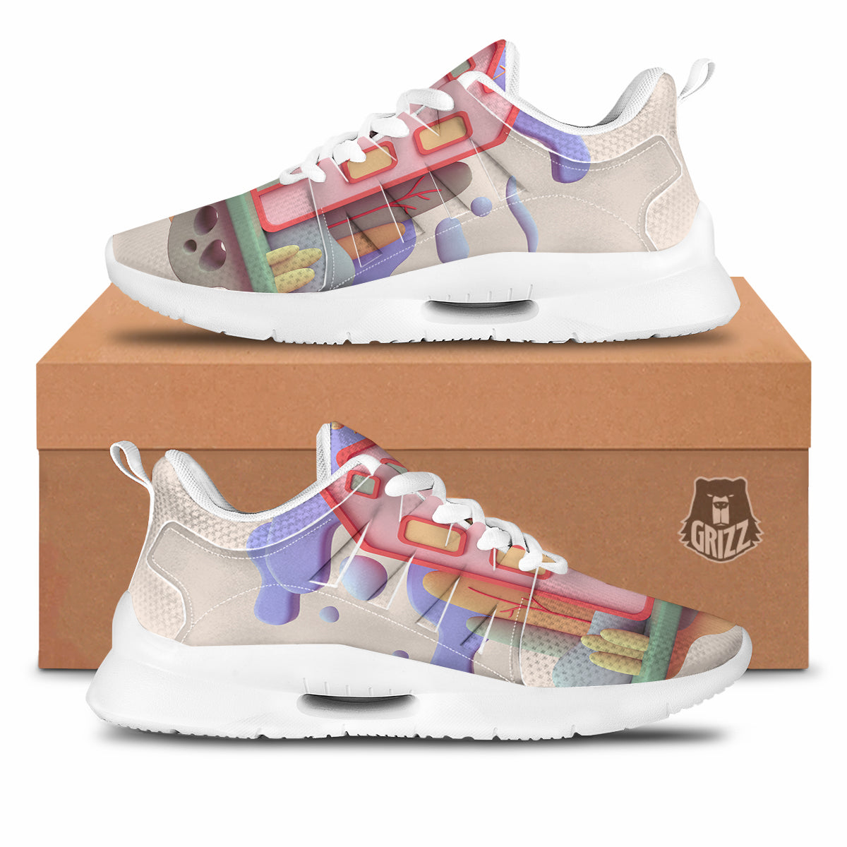Pastel Modern House Print Tennis Shoes-grizzshop