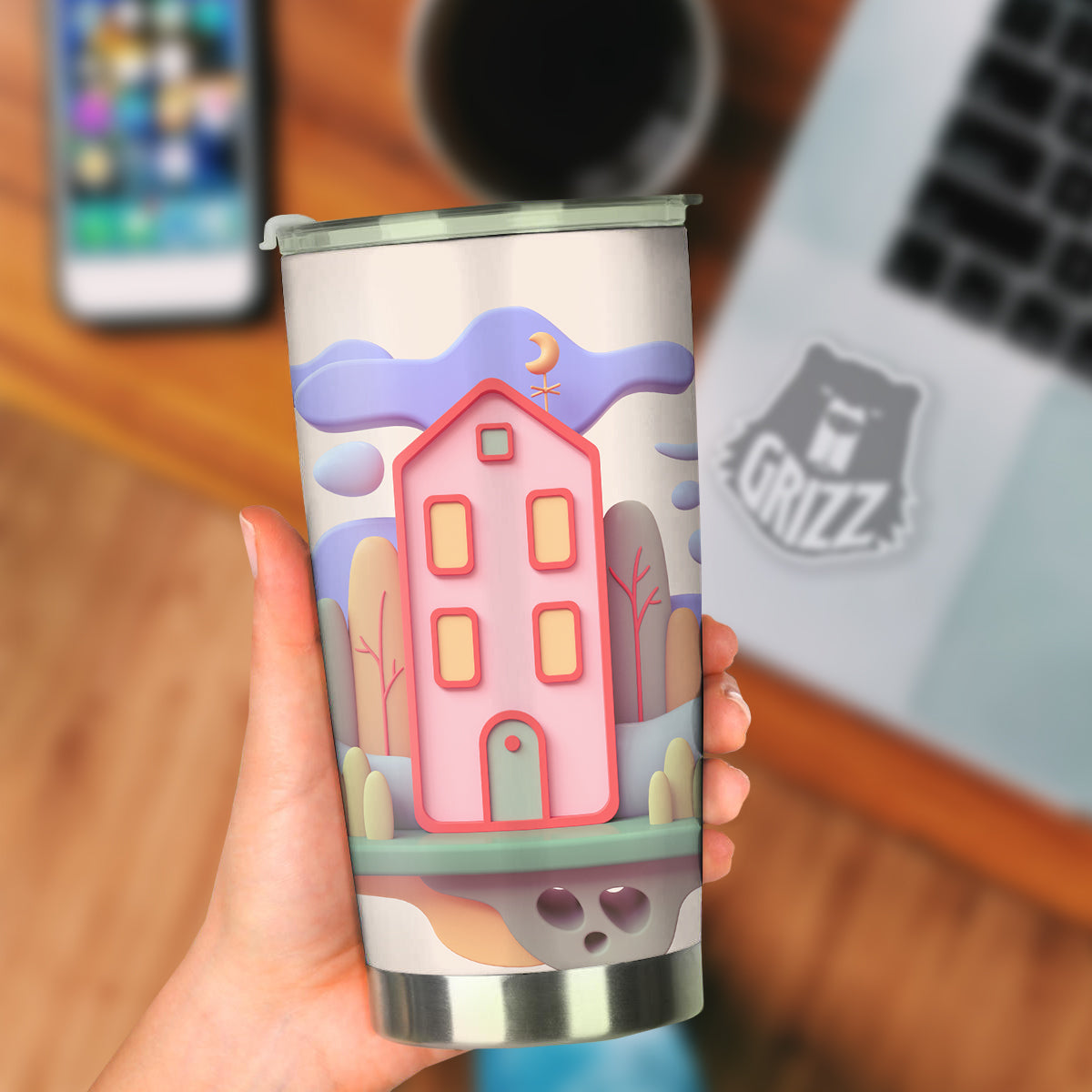 Pastel Modern House Print Tumbler-grizzshop