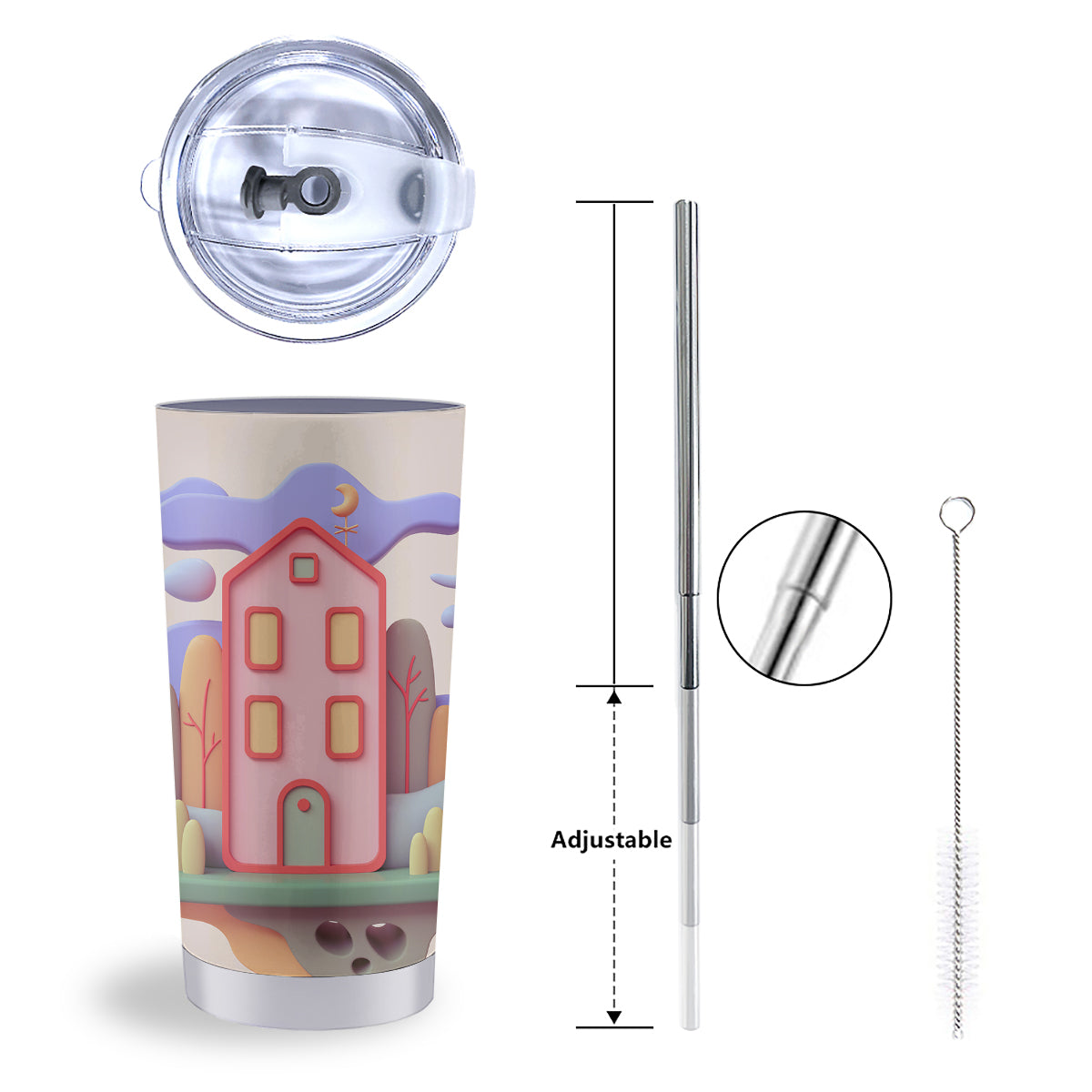 Pastel Modern House Print Tumbler-grizzshop