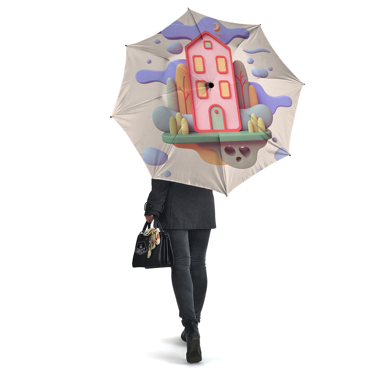 Pastel Modern House Print Umbrella-grizzshop