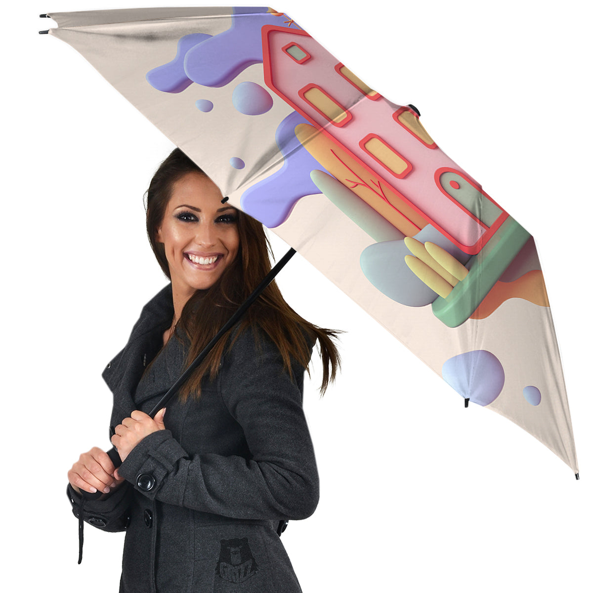 Pastel Modern House Print Umbrella-grizzshop