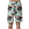 Pastel Palm Tree Hawaiian Print Men's Shorts-grizzshop