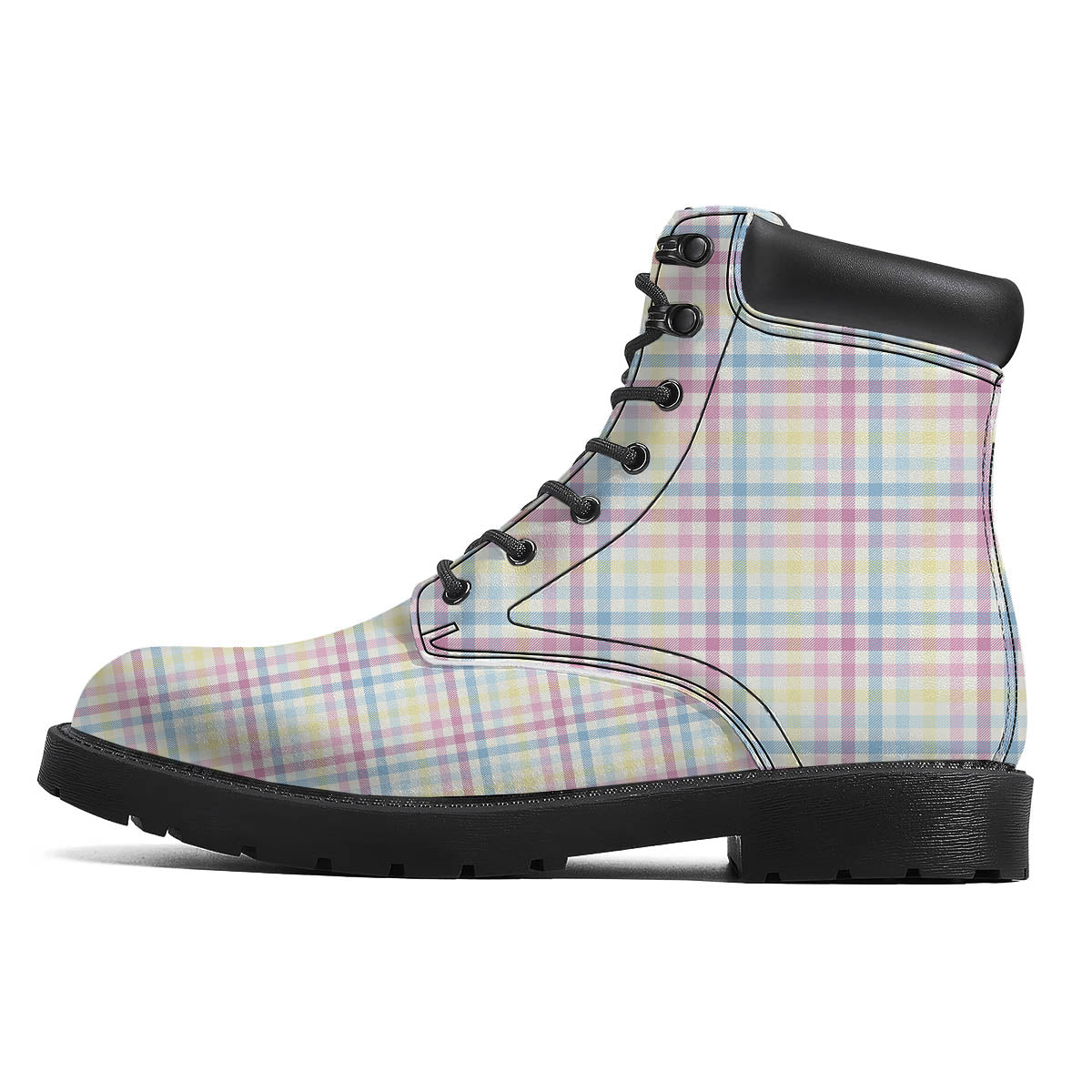 Pastel Plaid Cotton Candy Print Pattern Boots-grizzshop