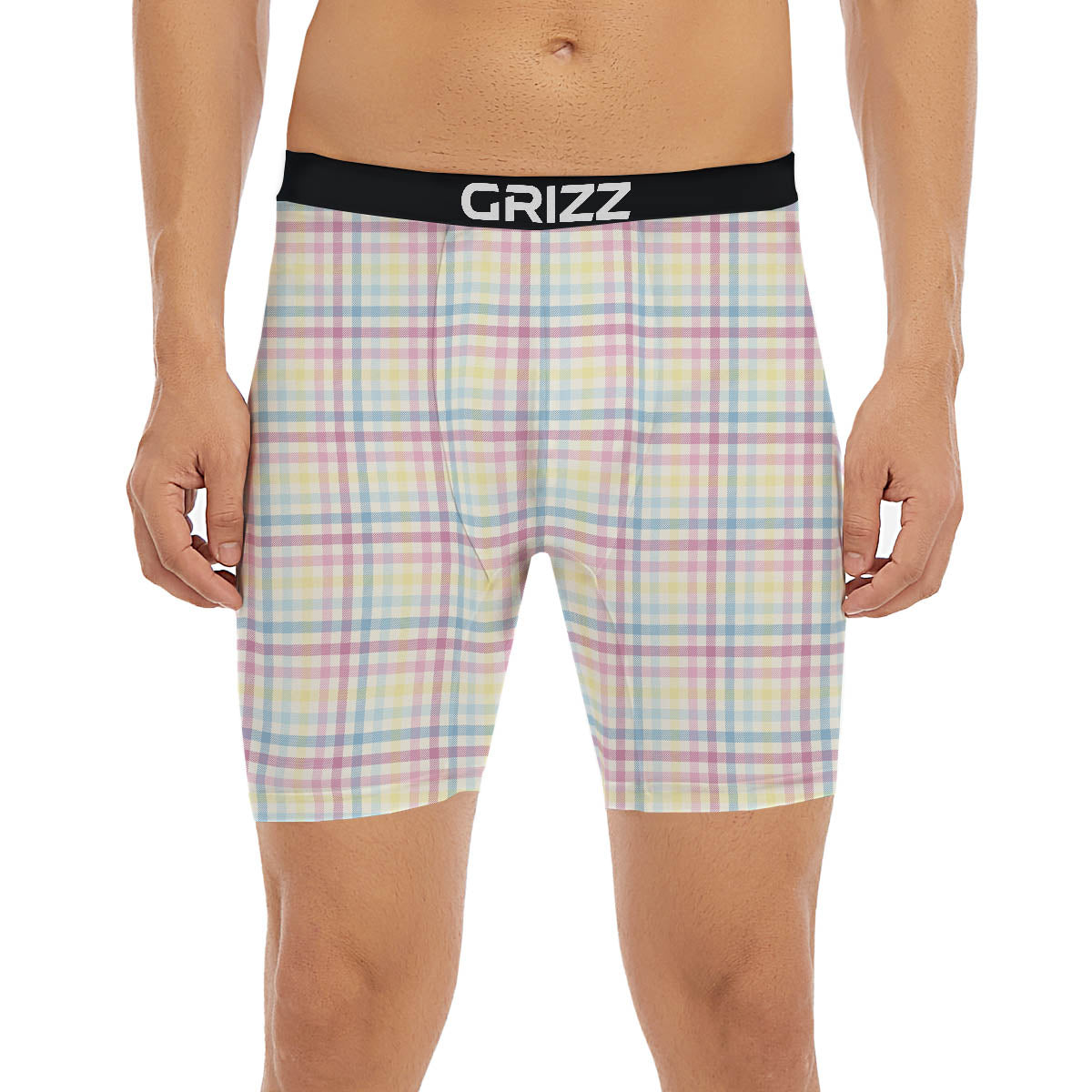 Pastel Plaid Cotton Candy Print Pattern Boxer Briefs-grizzshop