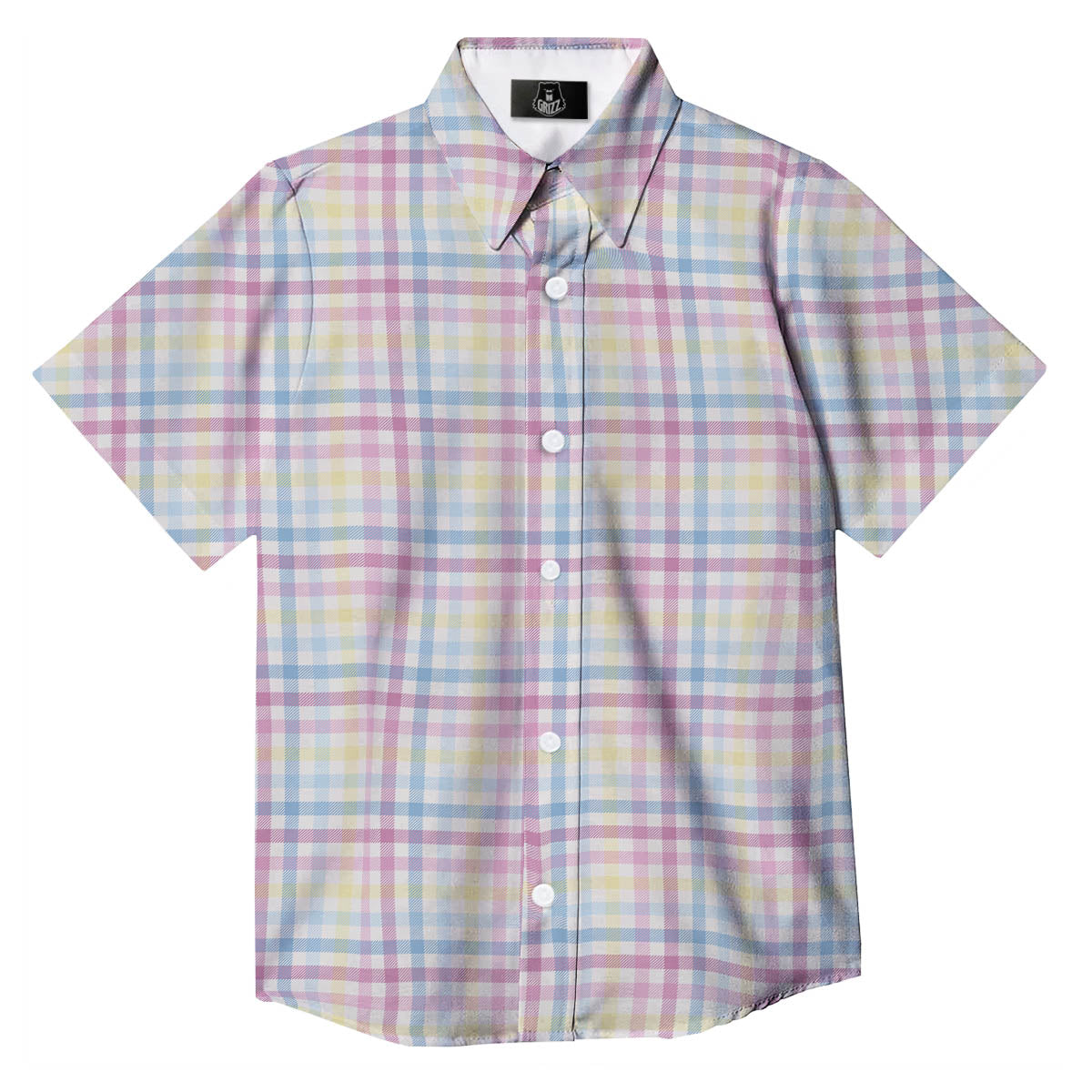 Pastel Plaid Cotton Candy Print Pattern Button Up Shirt-grizzshop