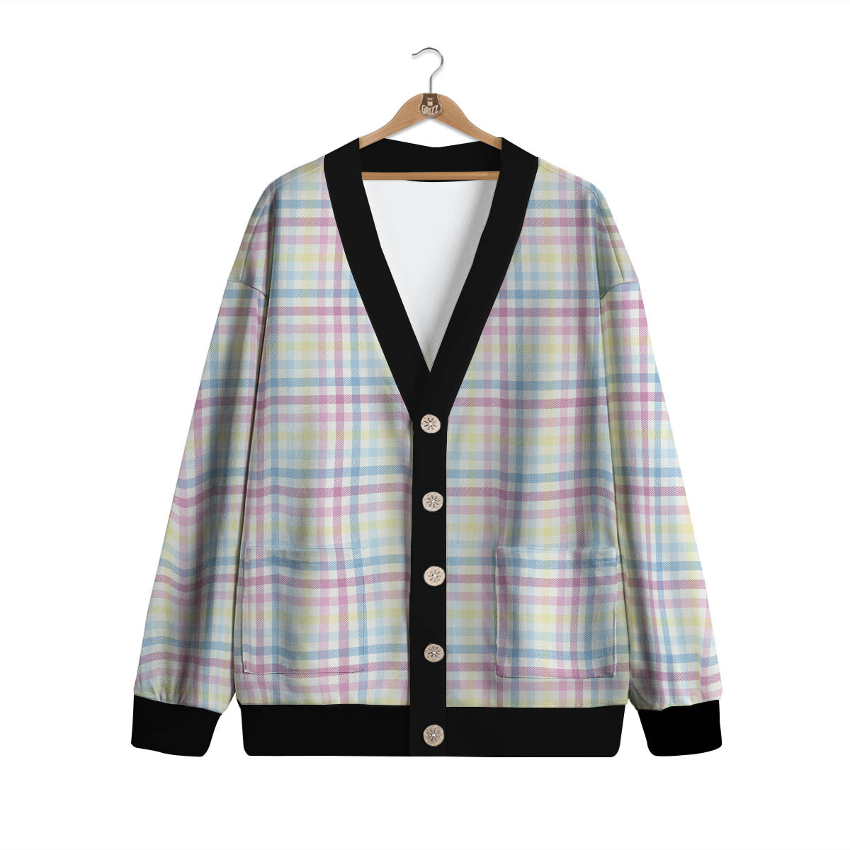Pastel Plaid Cotton Candy Print Pattern Cardigan-grizzshop