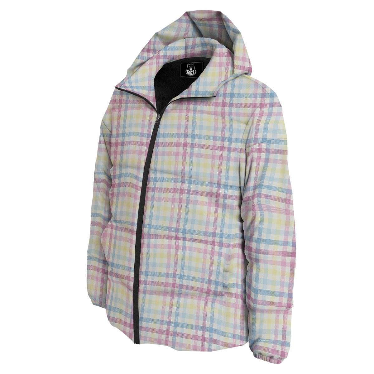 Pastel Plaid Cotton Candy Print Pattern Down Jacket-grizzshop