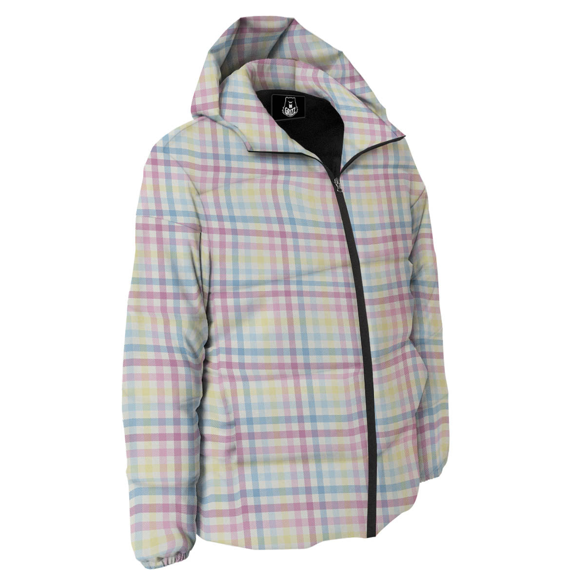 Pastel Plaid Cotton Candy Print Pattern Down Jacket-grizzshop