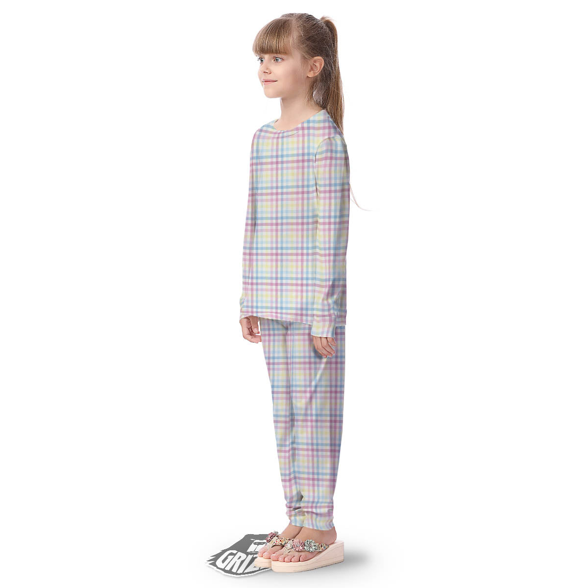 Pastel Plaid Cotton Candy Print Pattern Kid's Pajamas-grizzshop