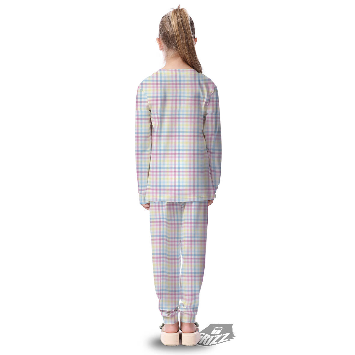 Pastel Plaid Cotton Candy Print Pattern Kid's Pajamas-grizzshop