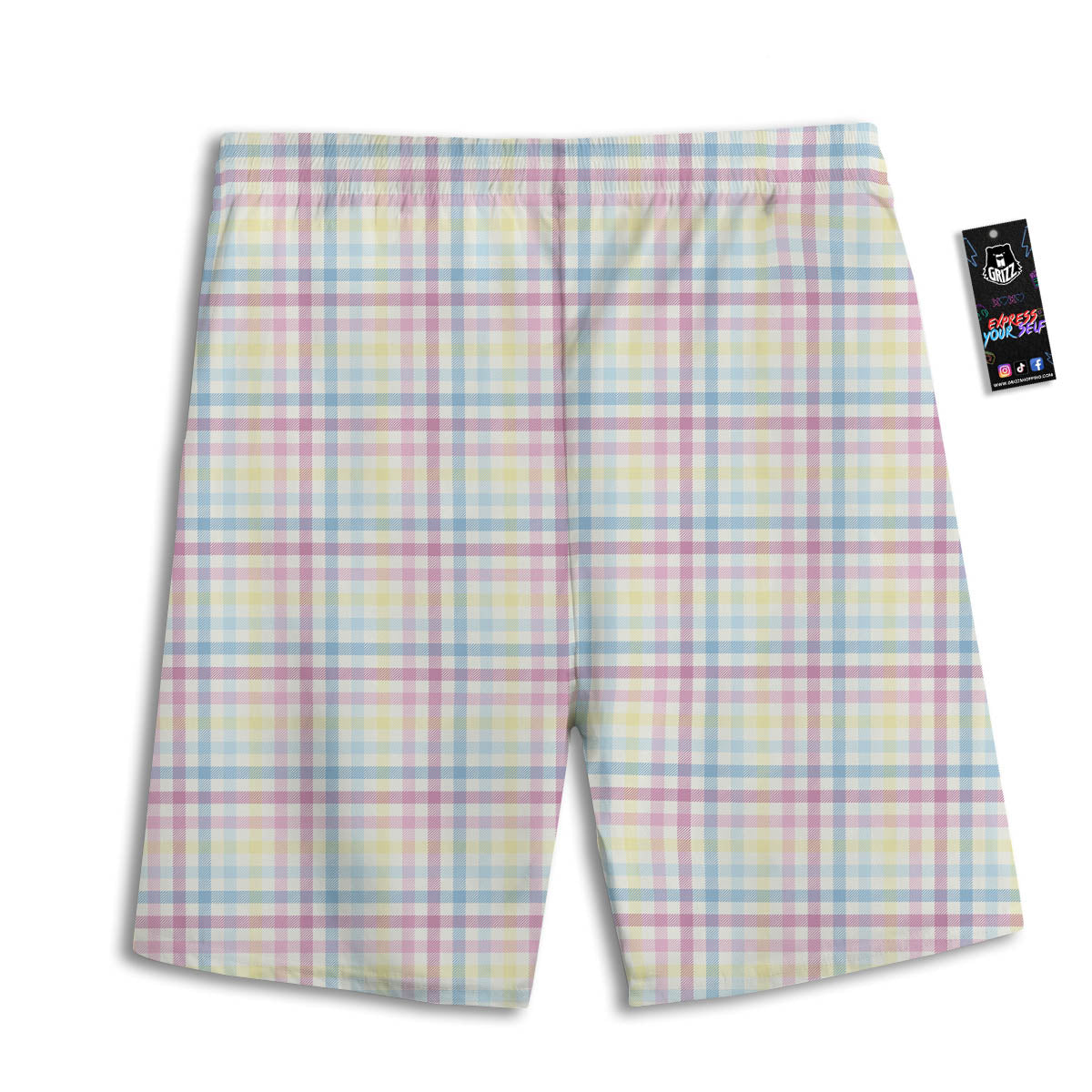 Pastel Plaid Cotton Candy Print Pattern Men's Athletic Shorts