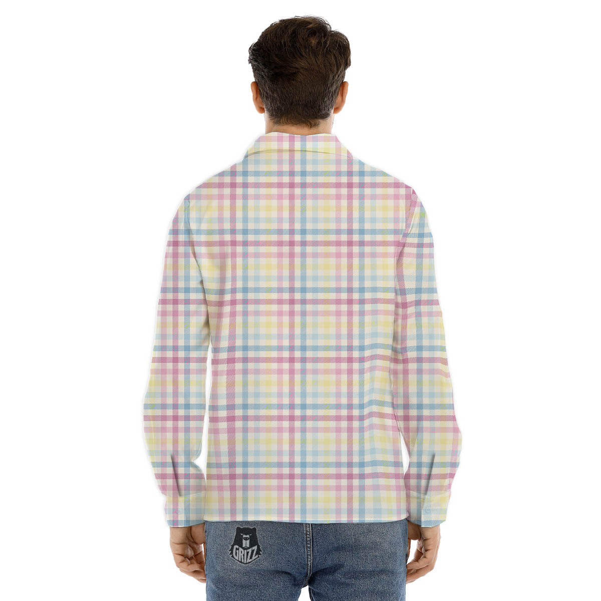 Pastel Plaid Cotton Candy Print Pattern Men's Dress Shirts-grizzshop