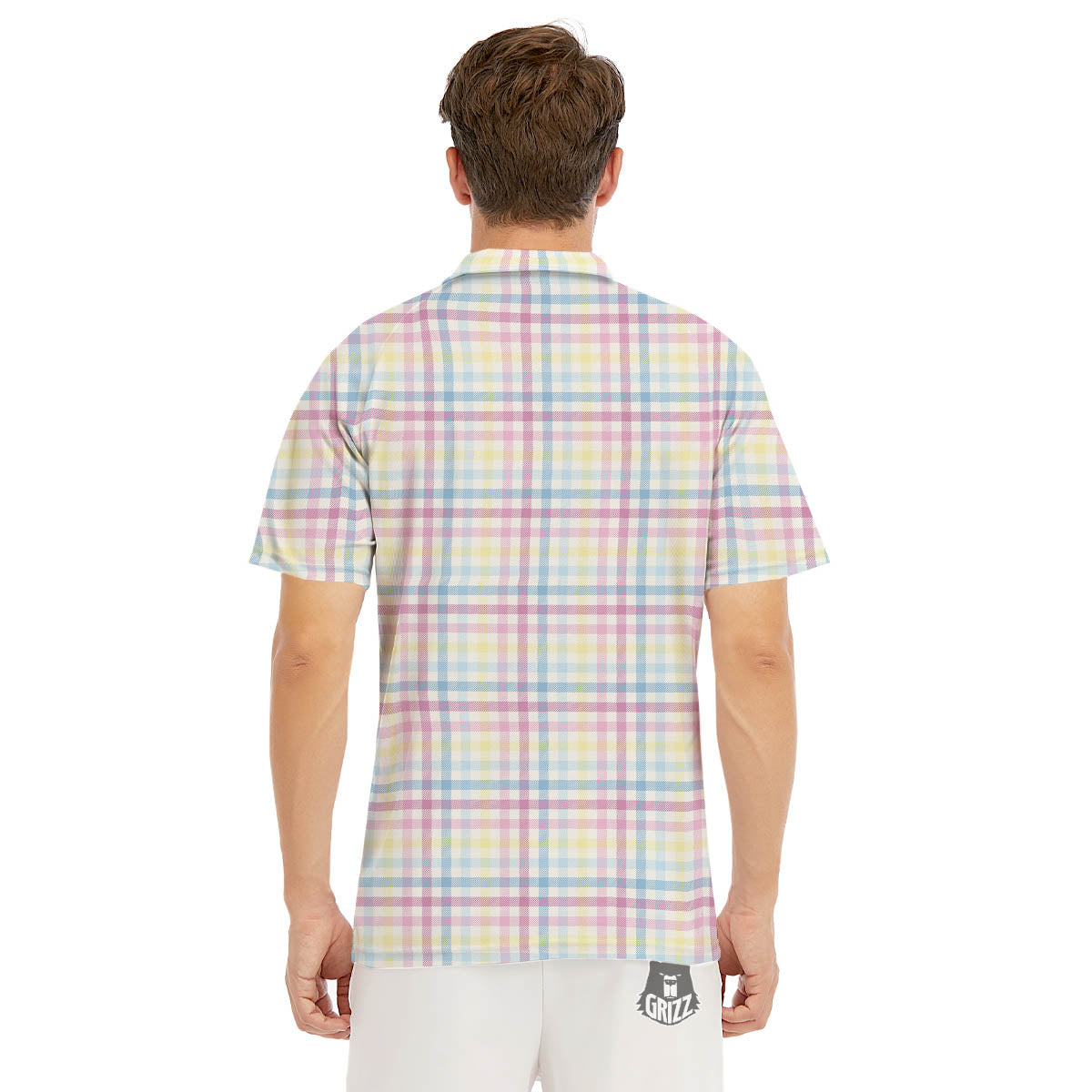 Pastel Plaid Cotton Candy Print Pattern Men's Golf Shirts-grizzshop